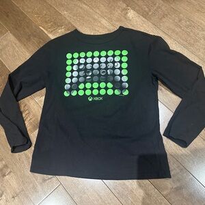 GAP Kids Black and Green Graphic Long Sleeve Shirt
